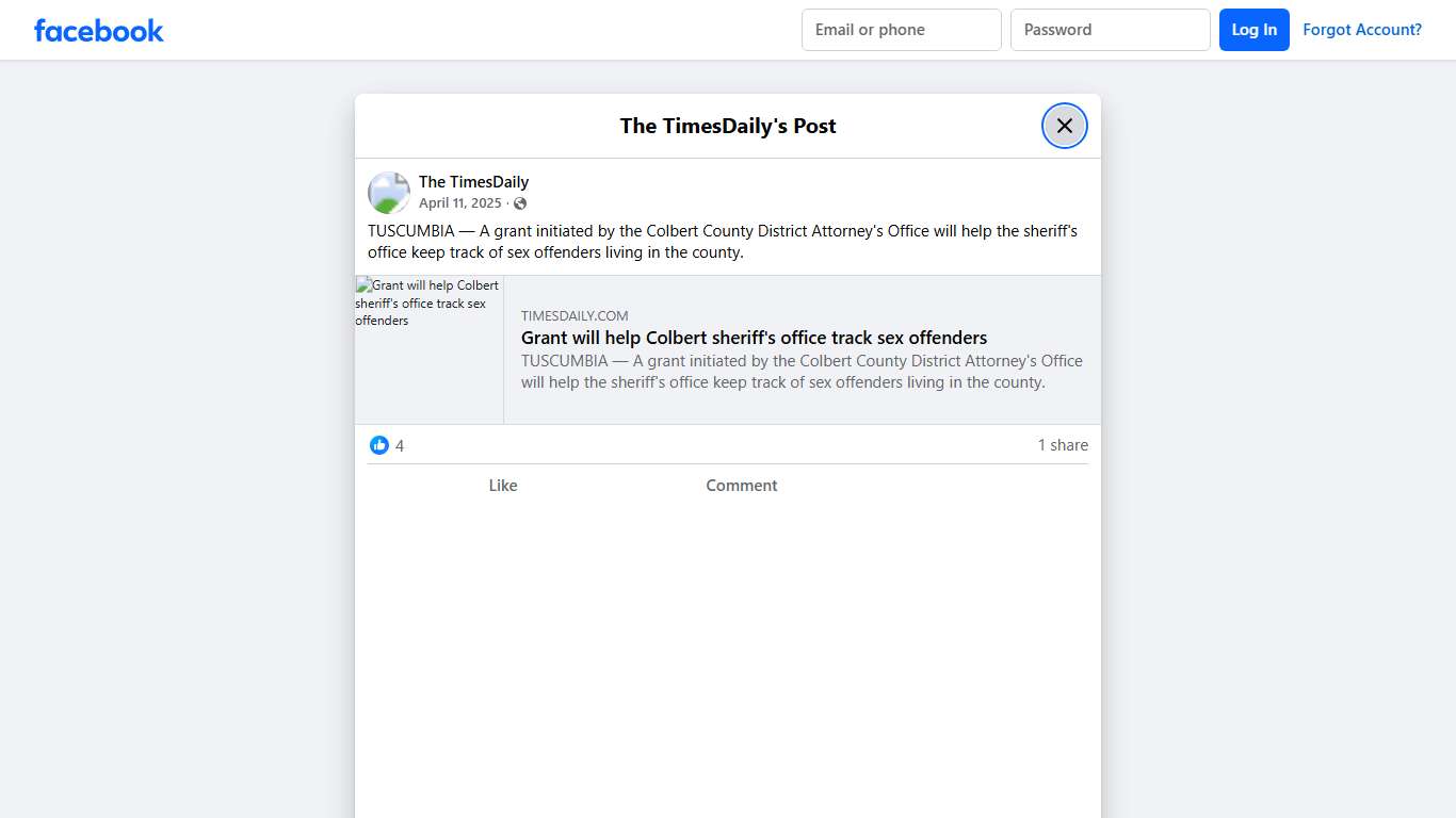 The TimesDaily - TUSCUMBIA — A grant initiated by the... Facebook